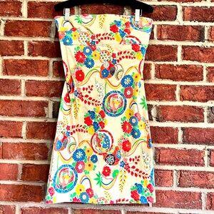 Women’s strapless custom made paisley colorful dress